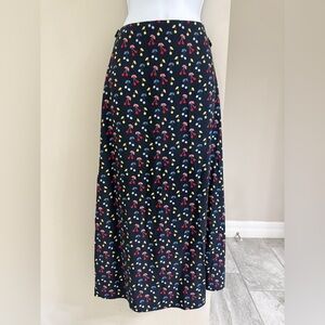 Marine Layer Midi Slip Skirt in Navy with Red and Yellow Cherry Pattern 🍒